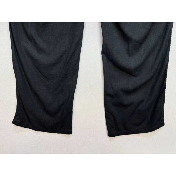 Divided Wide Leg Linen Blend Pants Womens M Charcoal Gray Drawstring Relaxed Fit - Picture 10 of 10